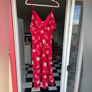 VTG Floral Red Slip Dress